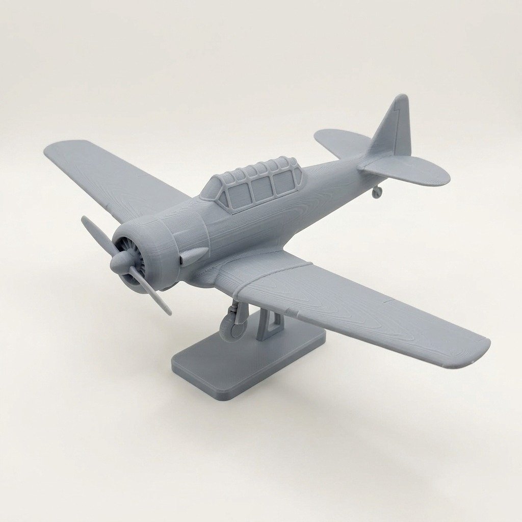 Kit card de montar: avião T-6 Texan na cor Cinza claro, foto principal (foto ilustrativa criada com IA)