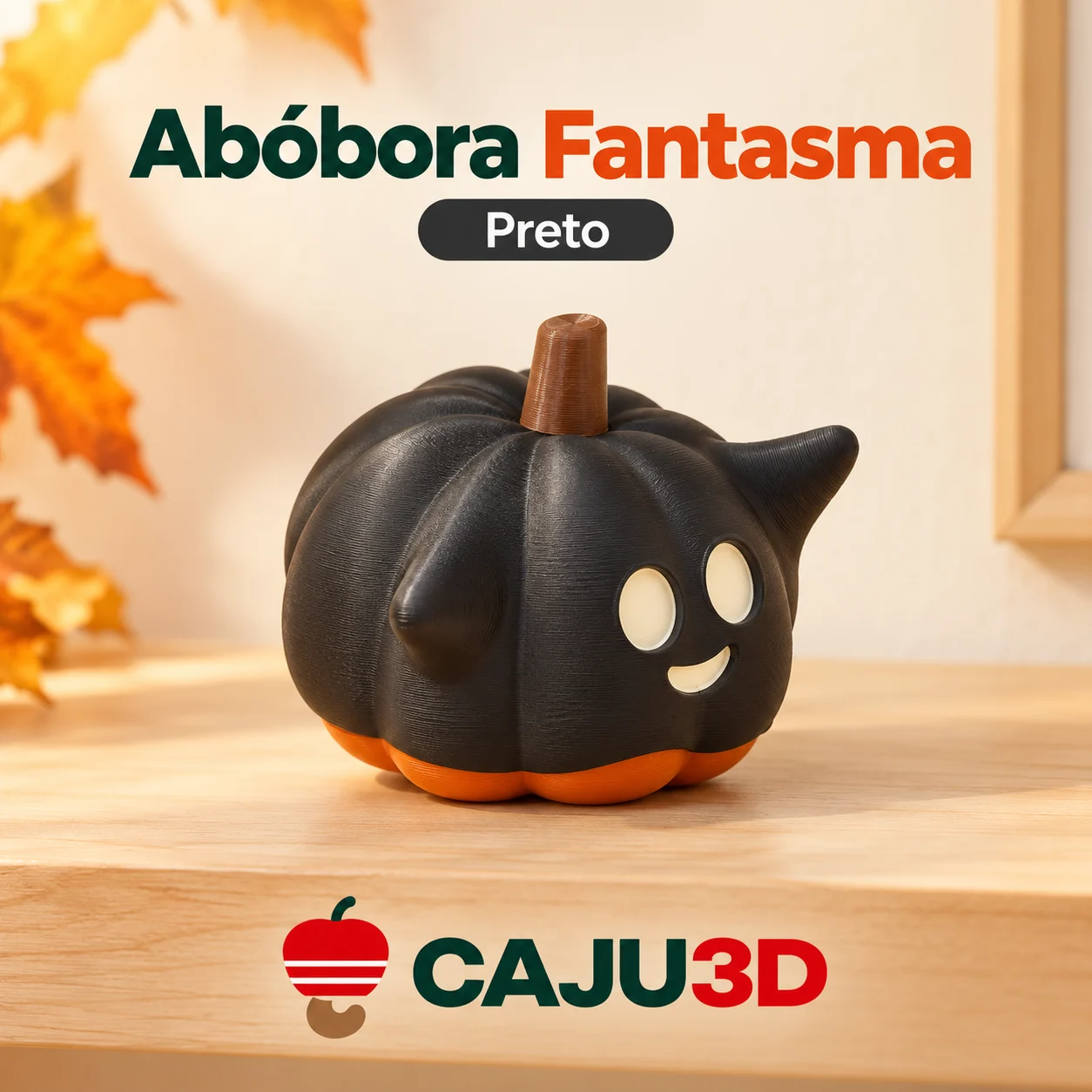 Abóbora Fantasma Decorativa para Halloween: foto na cor Preto (foto ilustrativa criada com IA)
