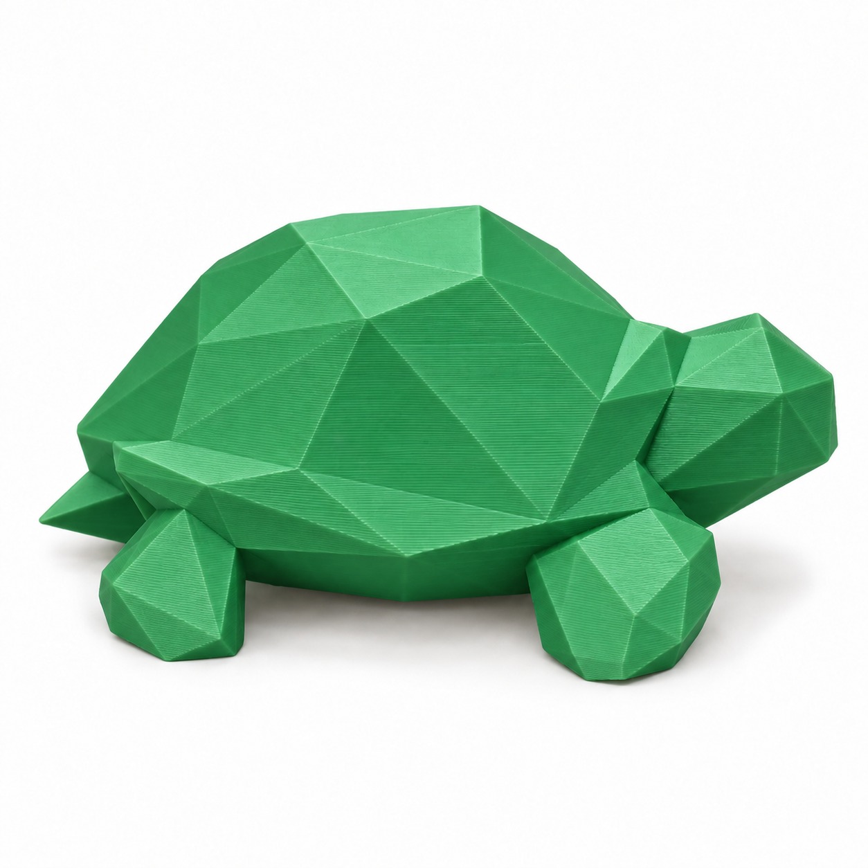 Miniatura Tartaruga Geométrica Low Poly Decorativa na cor Verde seda, foto principal (foto ilustrativa criada com IA)