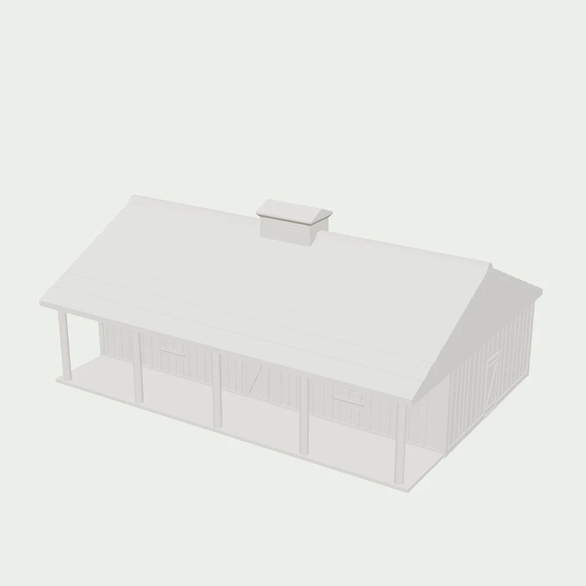 Galpão crioulo / CTG na cor Branco (imagem gerada do modelo 3D)