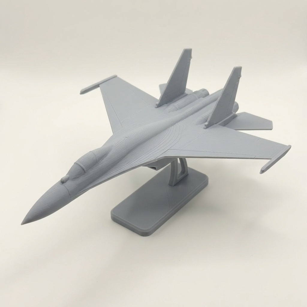 Kit card de montar: caça Su-27 Flanker na cor Cinza claro, foto principal (foto ilustrativa criada com IA)