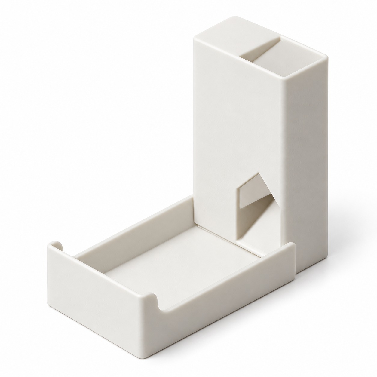 Torre de dados portátil com bandeja e porta-dados na cor Branco, foto principal (foto ilustrativa criada com IA)