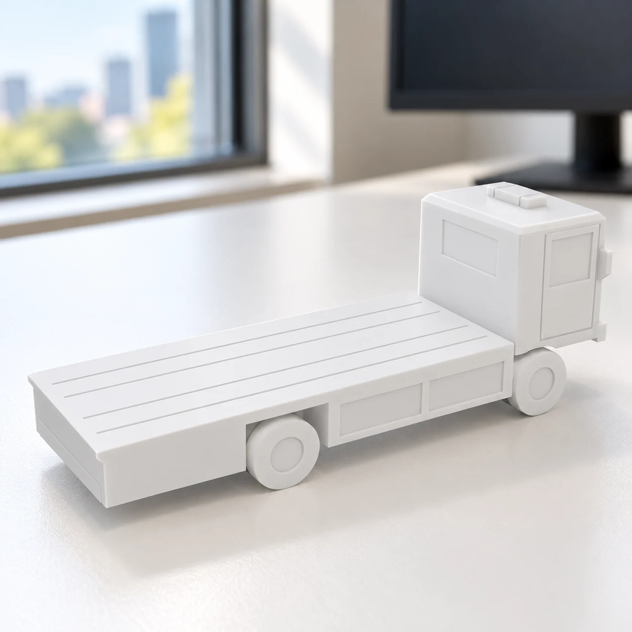 Guincho plataforma genérico em PLA branco, sobre a mesa