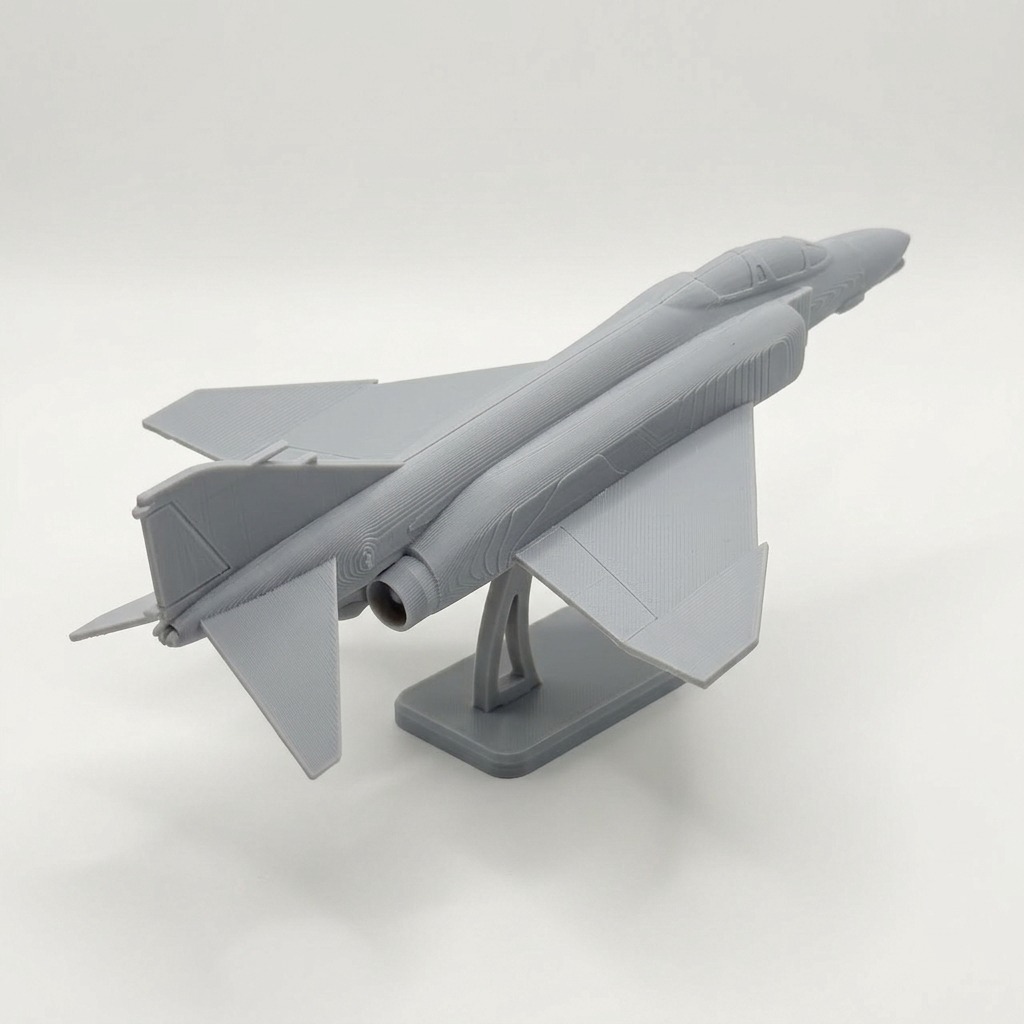 Kit card de montar: caça F-4 Phantom II na cor Cinza claro, foto principal (foto ilustrativa criada com IA)