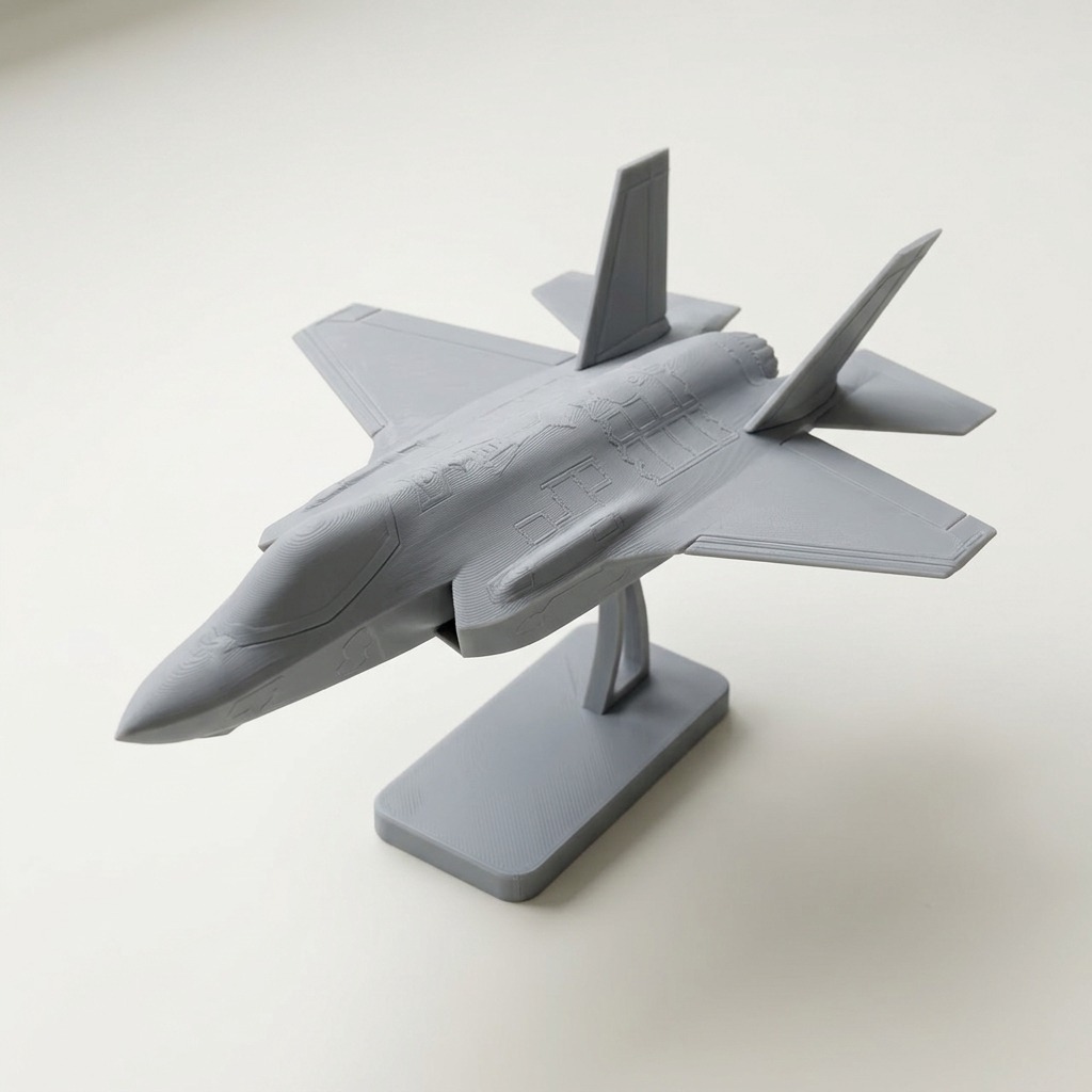 Kit card de montar: caça F-35 na cor Cinza claro, foto principal (foto ilustrativa criada com IA)