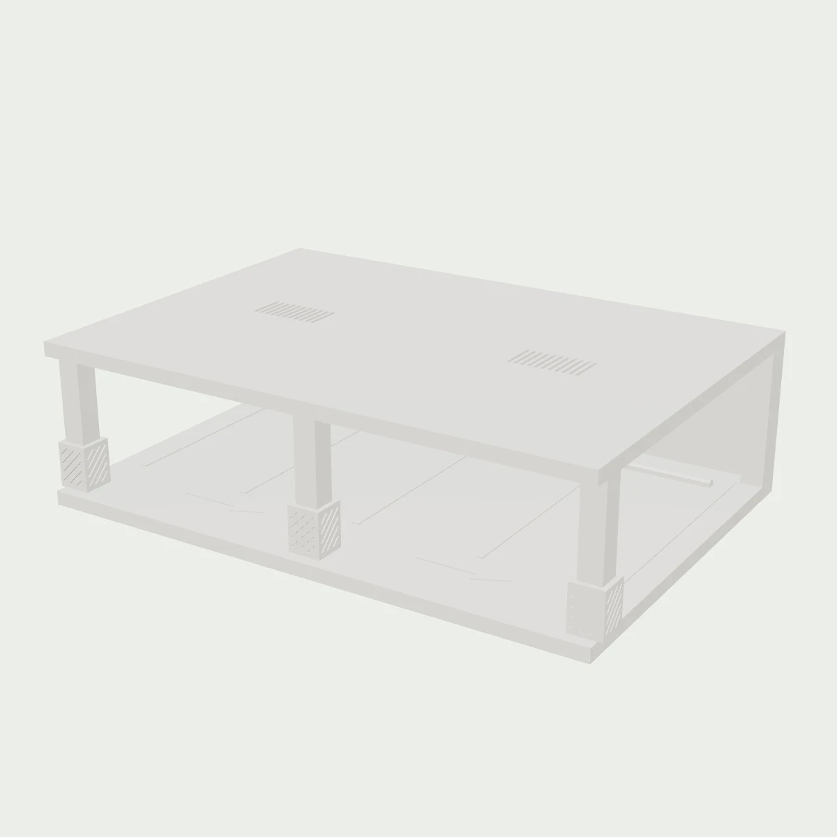 Garagem subterrânea (módulo) na cor Branco (imagem gerada do modelo 3D)