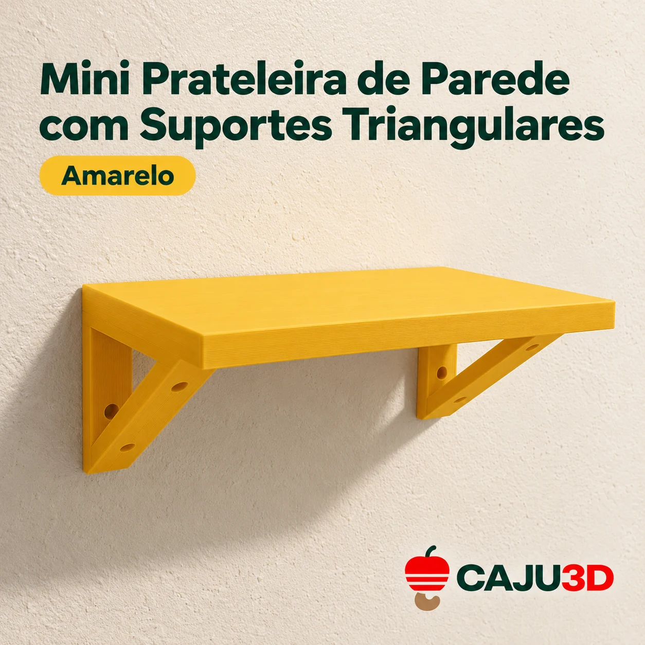 Mini Prateleira de Parede com Suportes Triangulares: foto na cor Amarelo (foto ilustrativa criada com IA)