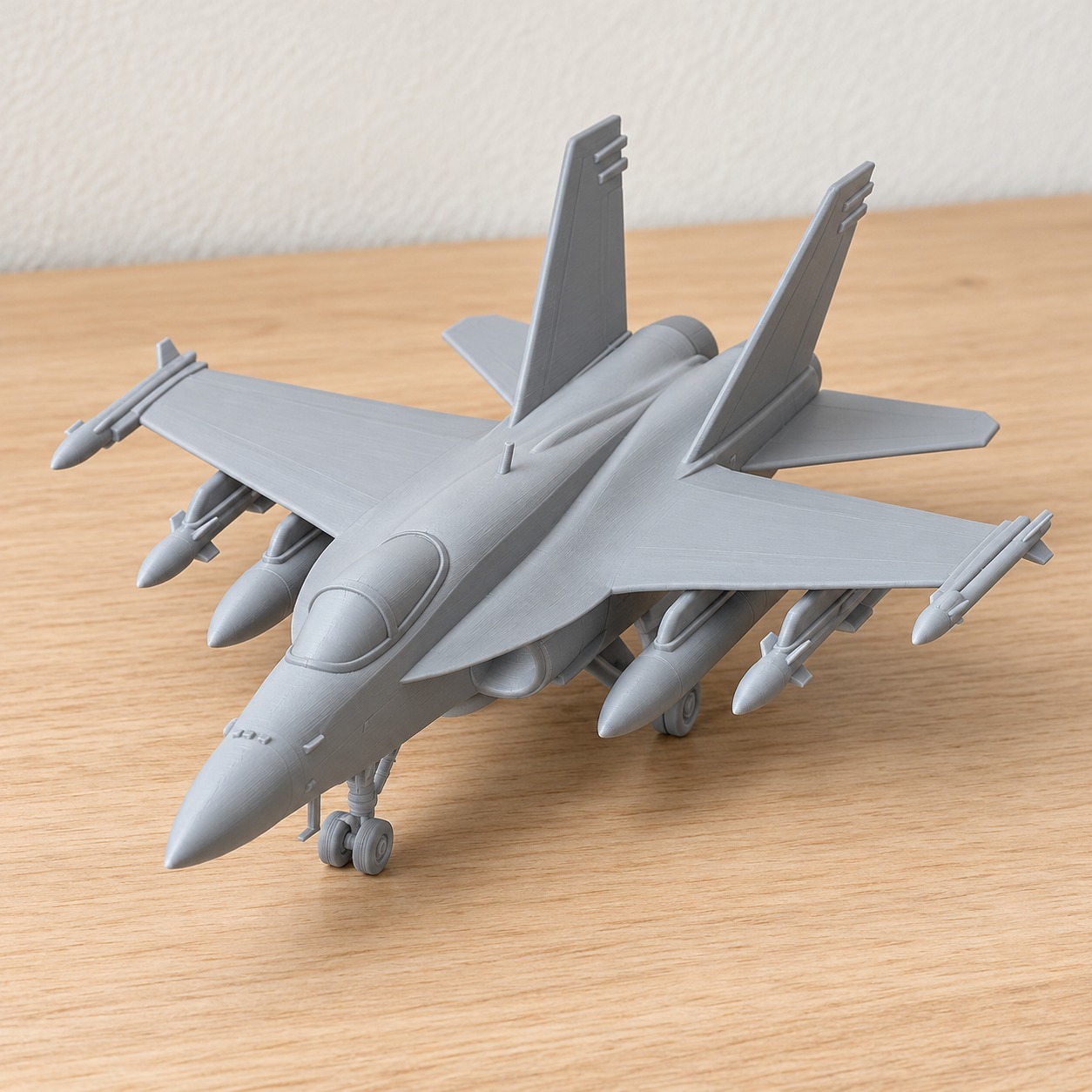 Miniatura de caça naval bimotor para decoração na cor Cinza claro, foto principal (foto ilustrativa criada com IA)