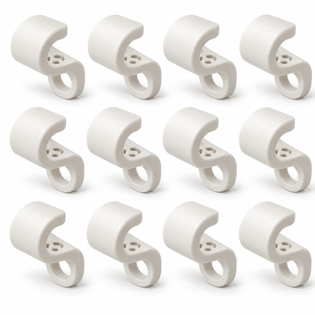 Conector de cabides em cascata (kit 12) na cor Branco, foto principal (foto ilustrativa criada com IA)