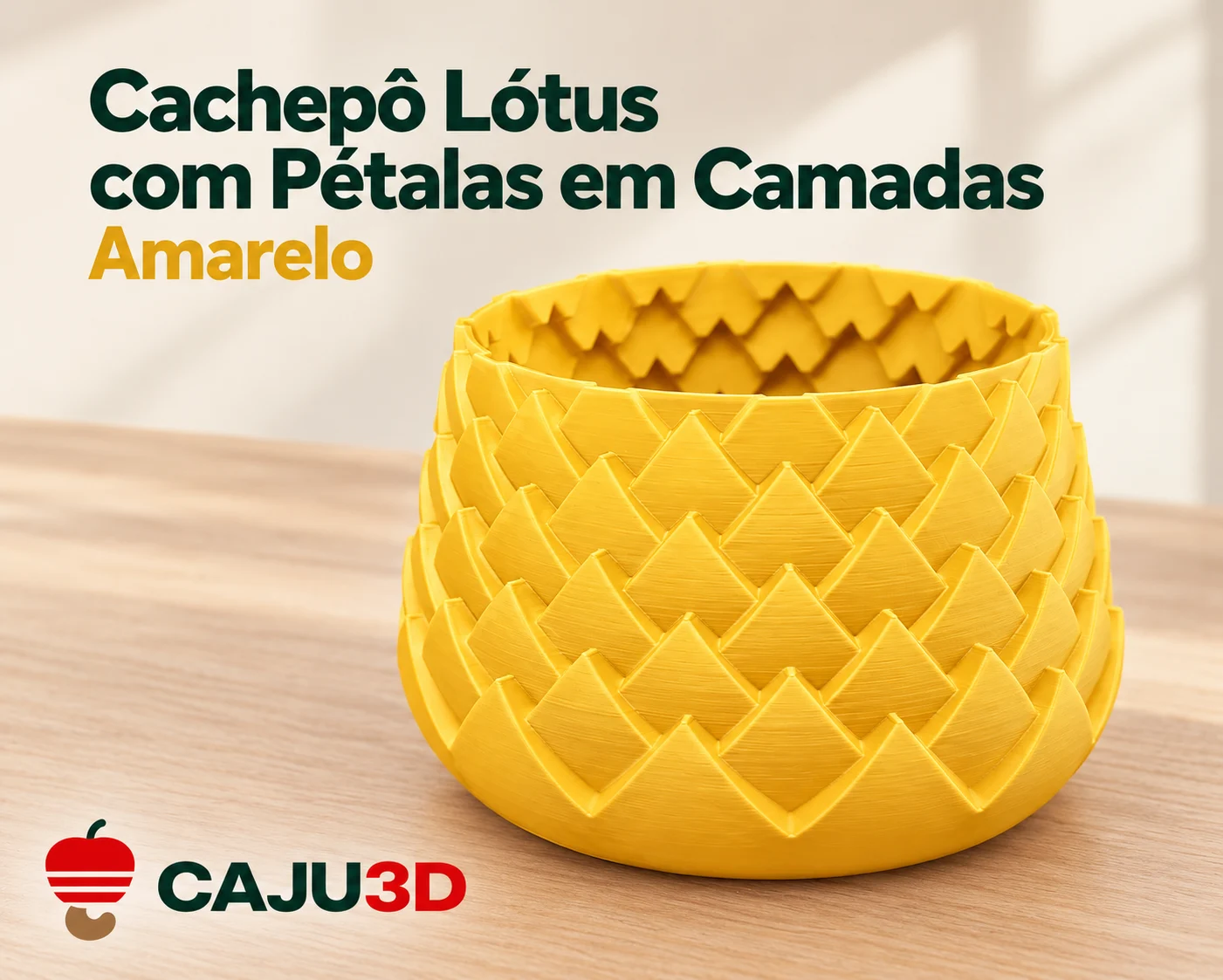 Cachepô Lótus com Pétalas em Camadas: foto na cor Amarelo (foto ilustrativa criada com IA)