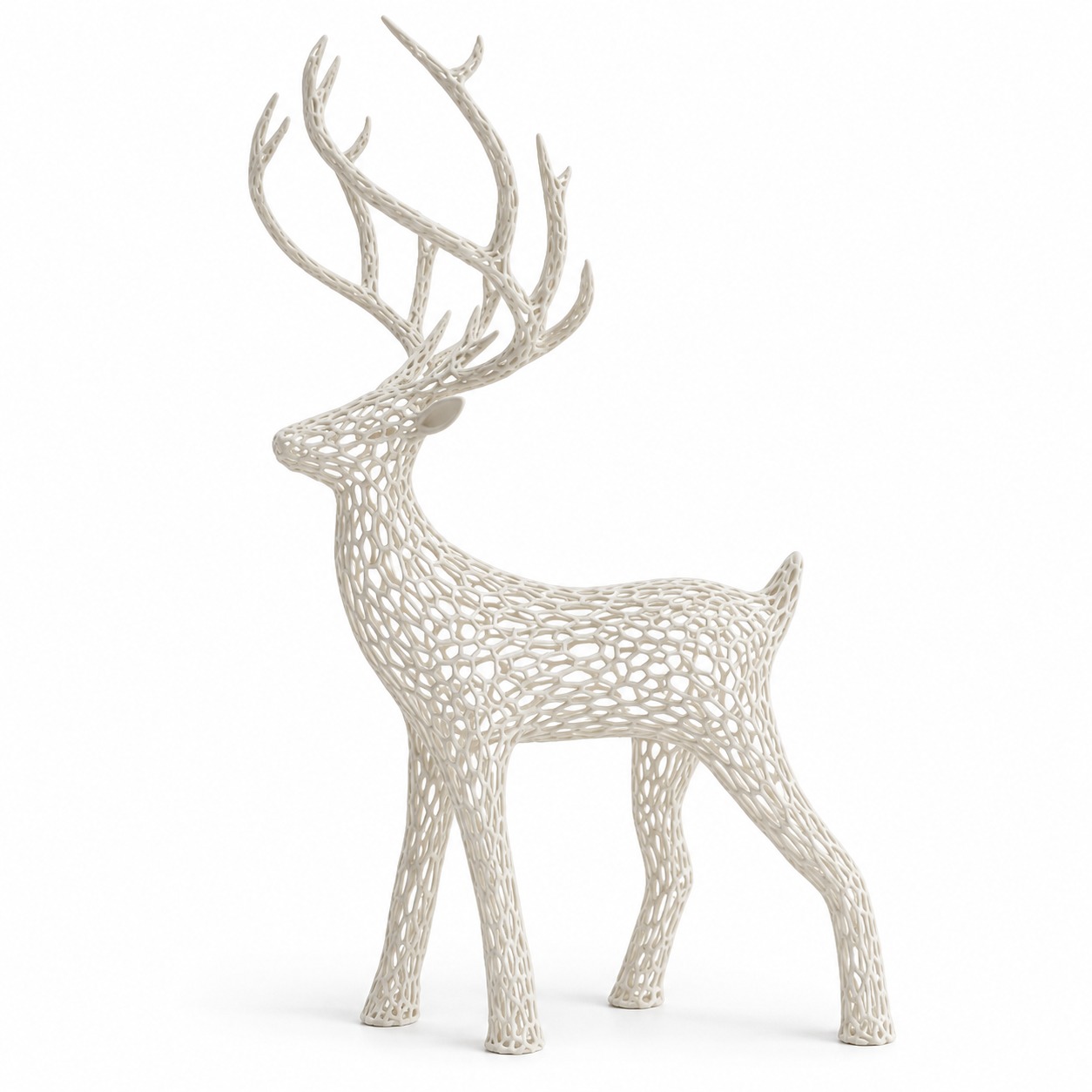 Cervo de Natal Voronoi decorativo na cor Branco, foto principal (foto ilustrativa criada com IA)