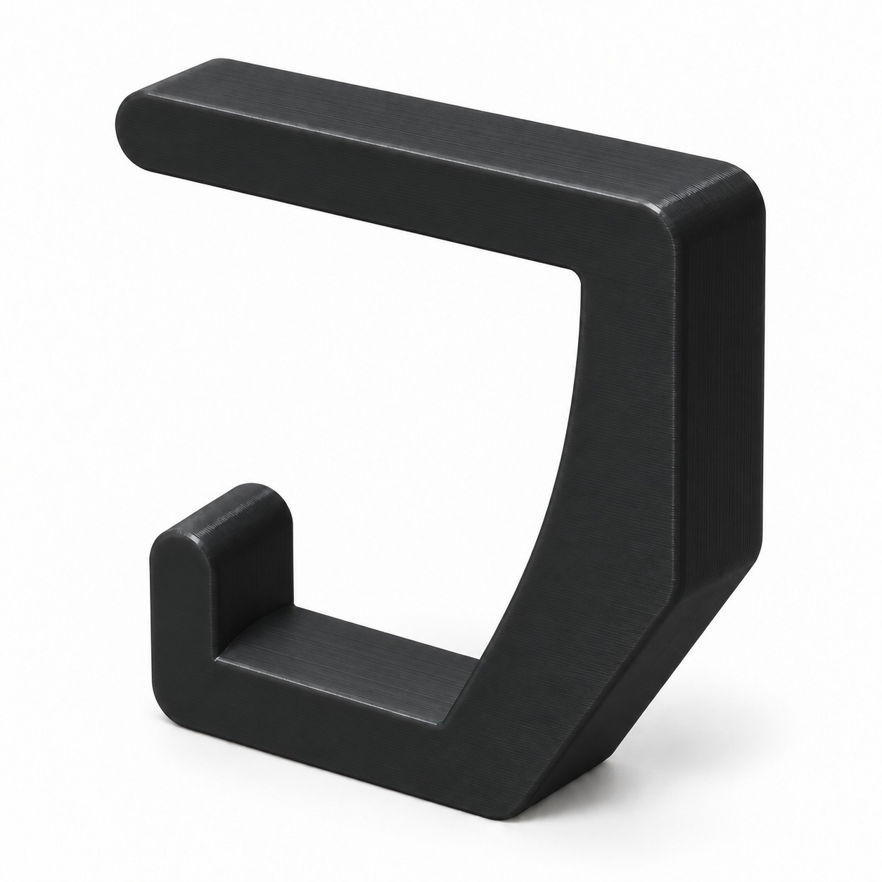 Gancho Portátil de Mesa para Bolsa e Mochila na cor Preto, foto principal (foto ilustrativa criada com IA)