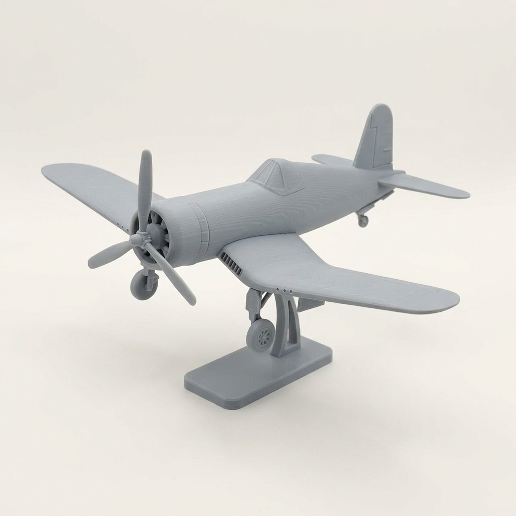 Kit card de montar: caça F4U Corsair na cor Cinza claro, foto principal (foto ilustrativa criada com IA)